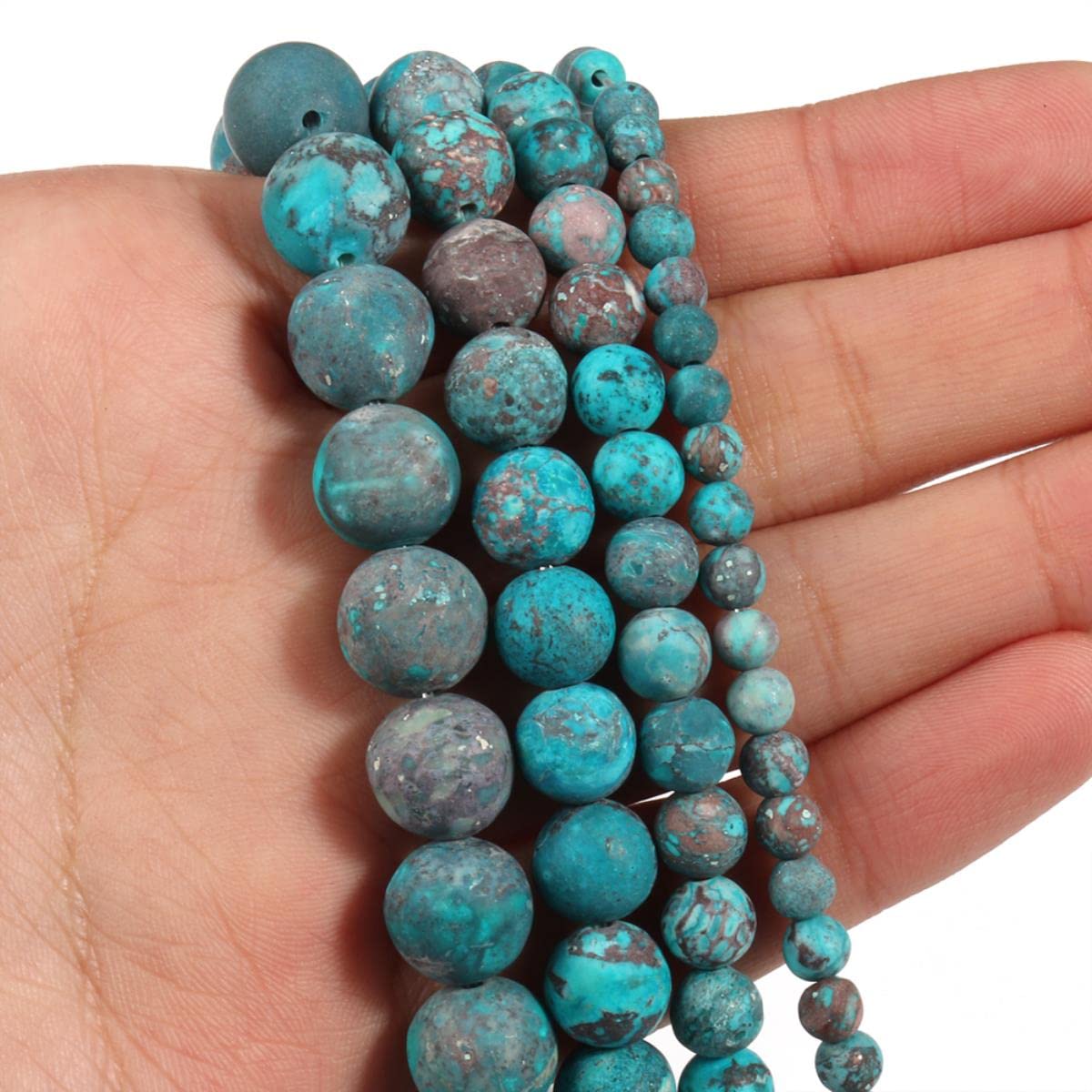 100 Perline Turchesi Blu In Pietra Naturale 10 Mm: Perline Sfuse Per Gioielli E Artigianato Fai Da Te