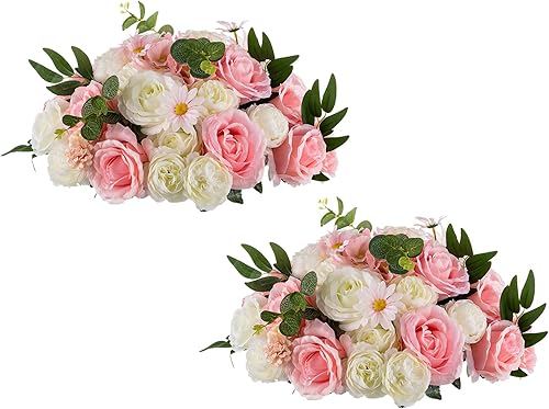 BLOSMON Centros de mesa de boda de flores artificiales, 2 piezas de 17.7 pulgadas, flores falsas grandes de color azul real, arreglo de bolas