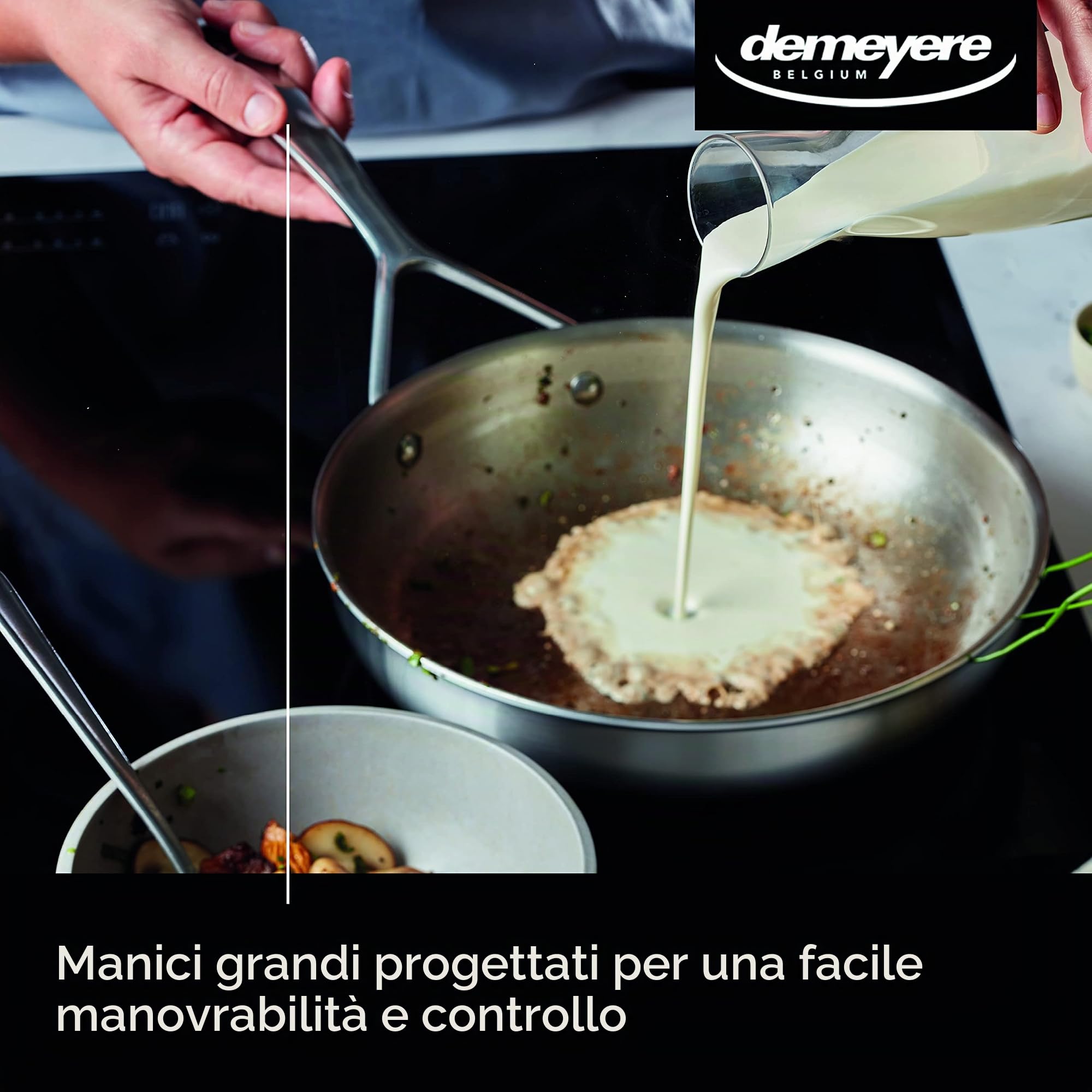 DEMEYERE Padella acciaio inox Essential 5, compatibile con tutti i fornelli e piastre induzione. Efficienza energetica, rapida conduzione di calore, garanzia 30 anni - Ø 24 cm