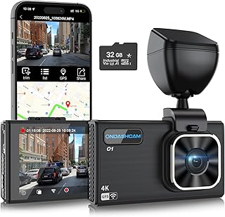 4K Dash Cam with Built-in WiFi GPS, 2160P UHD Dash Camera for Cars, 3.5" IPS Dashcam for Cars with 32GB Card, 170° Wide Angle, WDR, Night Vision, G-Sensor, Parking Mode