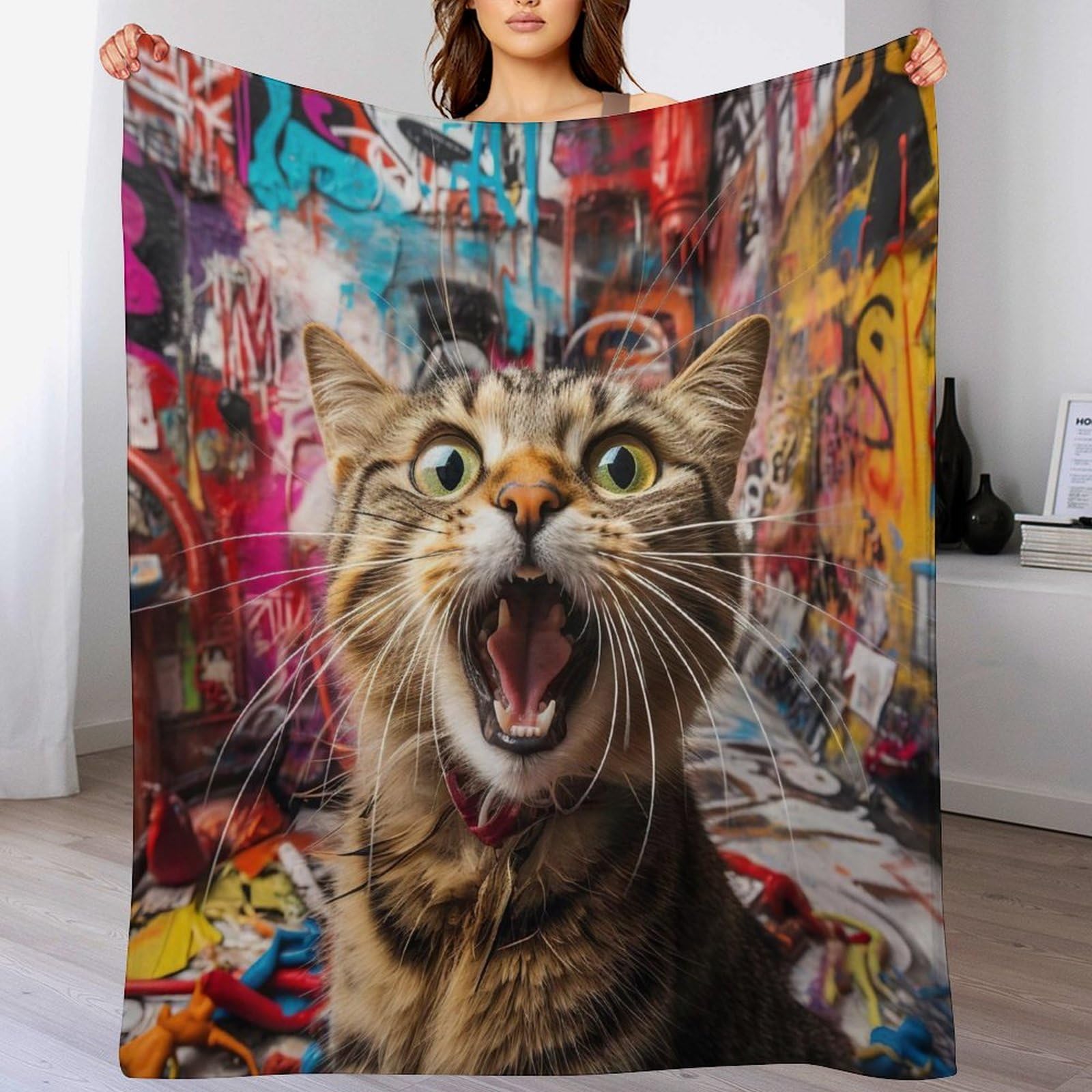 Couverture flannel douce chat mignon entretien facile grand plaid lit