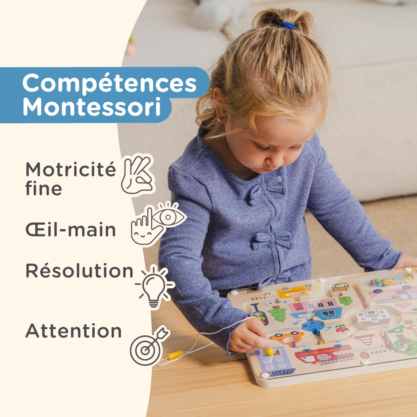 Nene Toys Jeu Magnétique pour Enfant – Labyrinthe Magnétique 2+ Ans – Jouet Voyage Voiture/Avion – Busy Board Enfant – Apprentissage Montessori, Motricité Fine & Coordination Oeil-Main, sans Écran