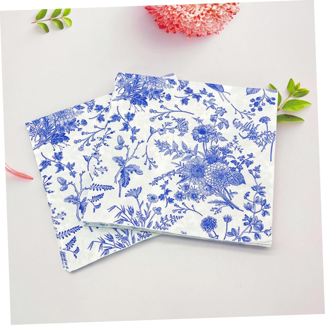 SHERCHPRY 2 Series Servilleta Azul Y Servilletas De Flores Antiguas Servilletas De Papel Decorativas De Despedida De Soltera Linda 100 Piezas*2