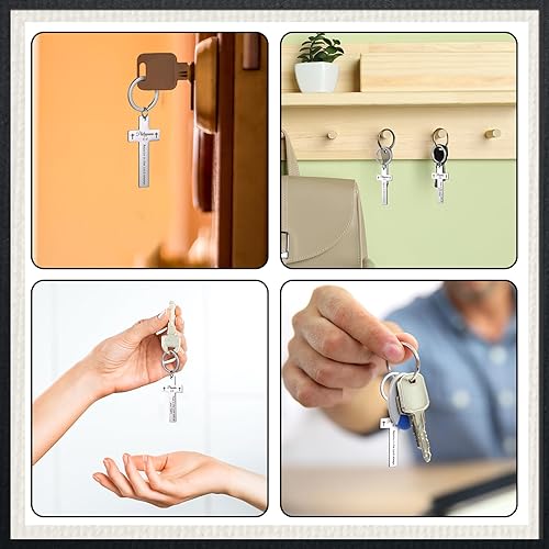 Miniatura 4 de 20 llaveros cristianos con versículo bíblico a granel, cruz religiosa, llavero de Jesús, joyería para regalo inspirador, cumpleaños católico,