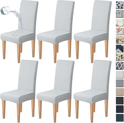 Dioxide Juego de 6 fundas impermeables para sillas de comedor, fundas elásticas para sillas de comedor, fundas para sillas Parson, extraíbles y