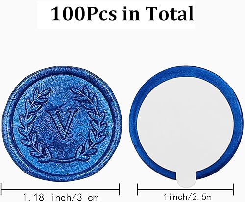 Miniatura 2 de 100 calcomanías adhesivas de sello de cera con letra V, hechas a mano, sin necesidad de sellar, rasgar y usar calcomanías de cera para invitaciones