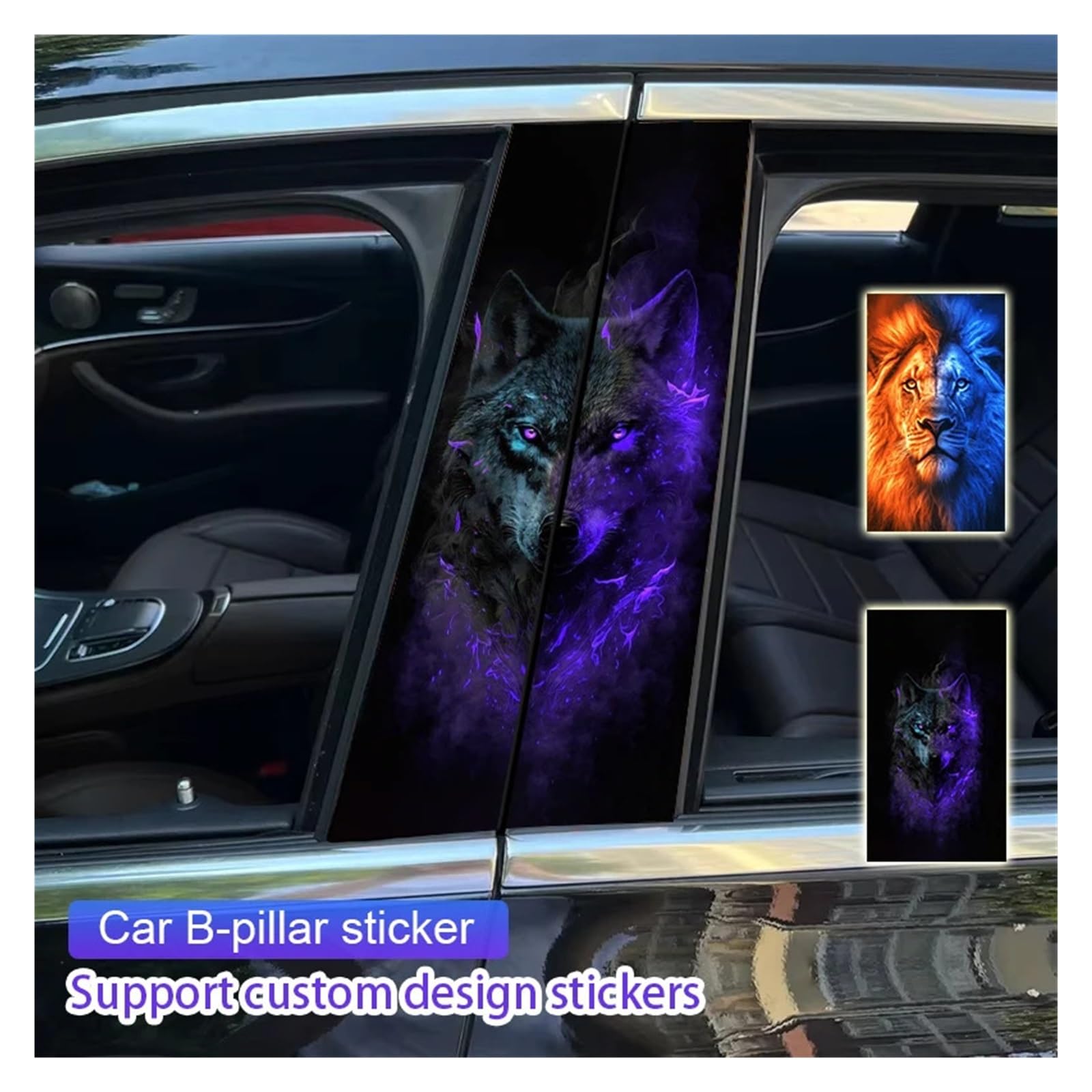 6 set di adesivi for montanti B for auto con animali, adesivi decorativi for montanti delle portiere delle auto, adesivi in ​​vinile impermeabili fai da te(6Sets A-330 style9)