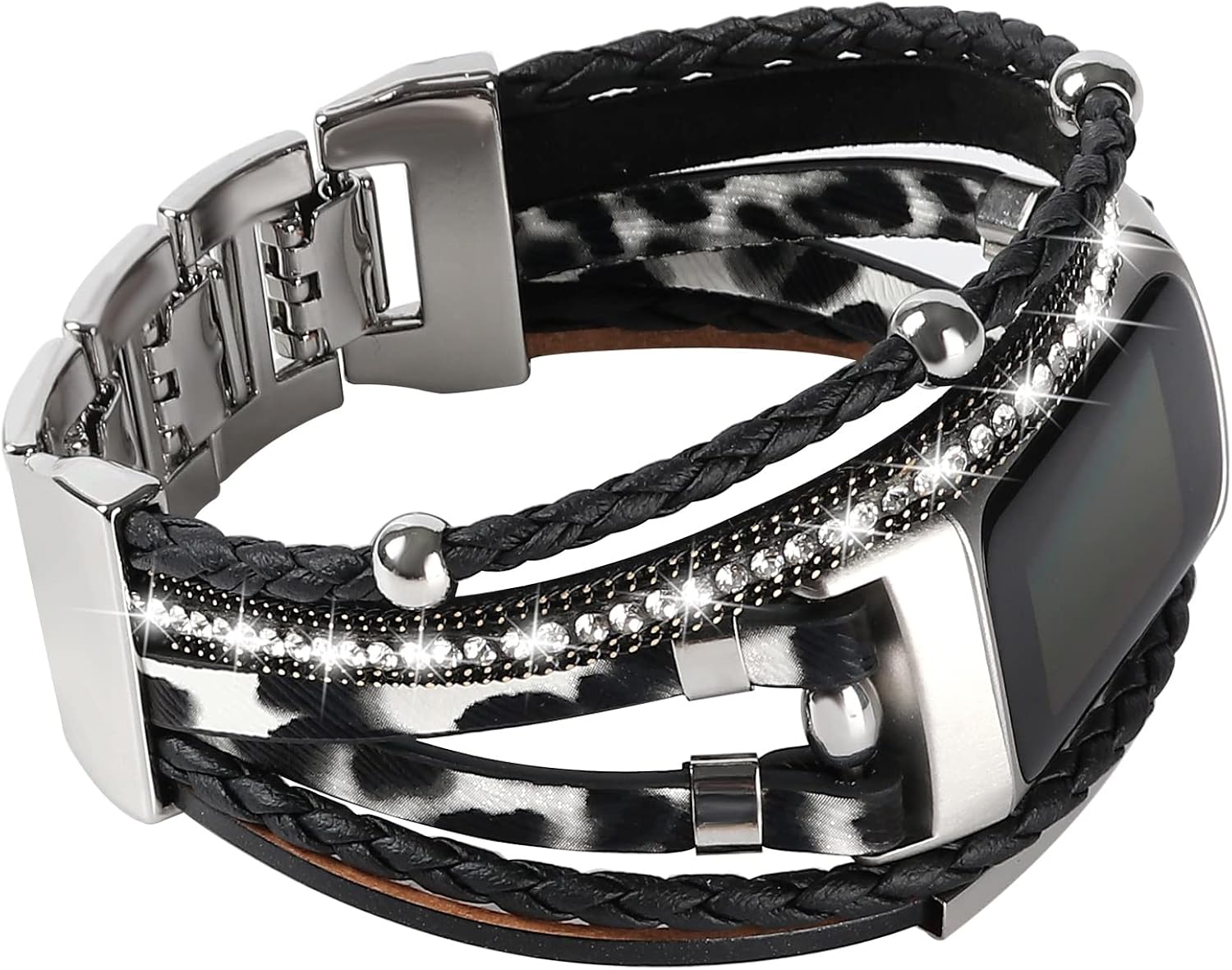 YOSWAN Leather Bands Compatible with Fitbit Charge 5 Bands for Women, Boho Handmade Multilayer Wrap Bracelets Jewelry Strap Wristband Replacement for Fitbit Charge 5 Fitness Tracker