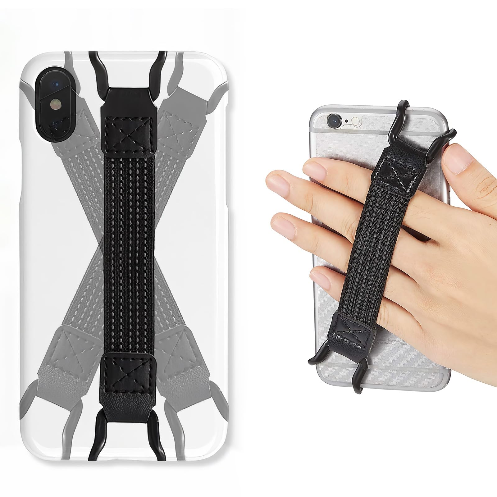 4 Cinturini Da Mano Elastici Per Tablet 4-7'' E E-Reader – Antiscivolo, Universali, Neri - 4