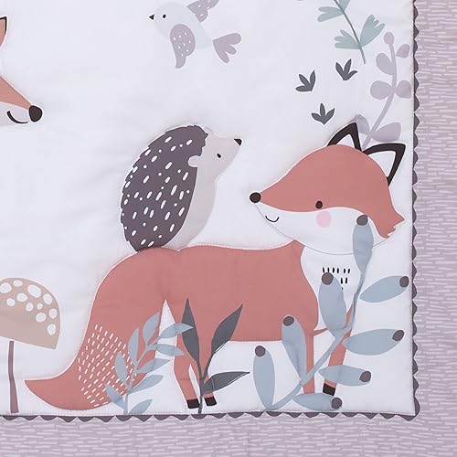 Miniatura 6 de NoJo Little Love Woodland Meadow - Juego de ropa de cama de 3 piezas para cuna, mini edredón y dos sábanas bajeras para cuna, color gris pardo,