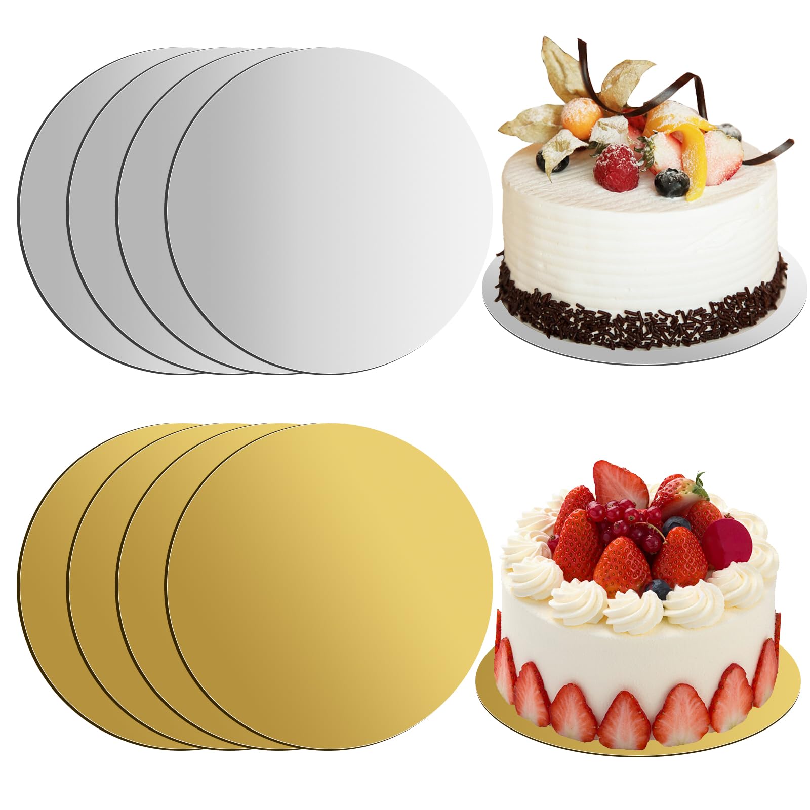 Lot 5 Supports à Gâteaux Ronds 30cm Or - Cake Boards 12mm Épais Pour Transport