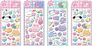 4枚セット 3Dシール かわいい 立体 キッズステッカー 3D キャラクター 動物 バブルシール フォーム素材 22.5x10.5cm スマホケース ラップトップ スクラップブック デコレーション 子ども プレゼント ストレス解消 はがし跡なし