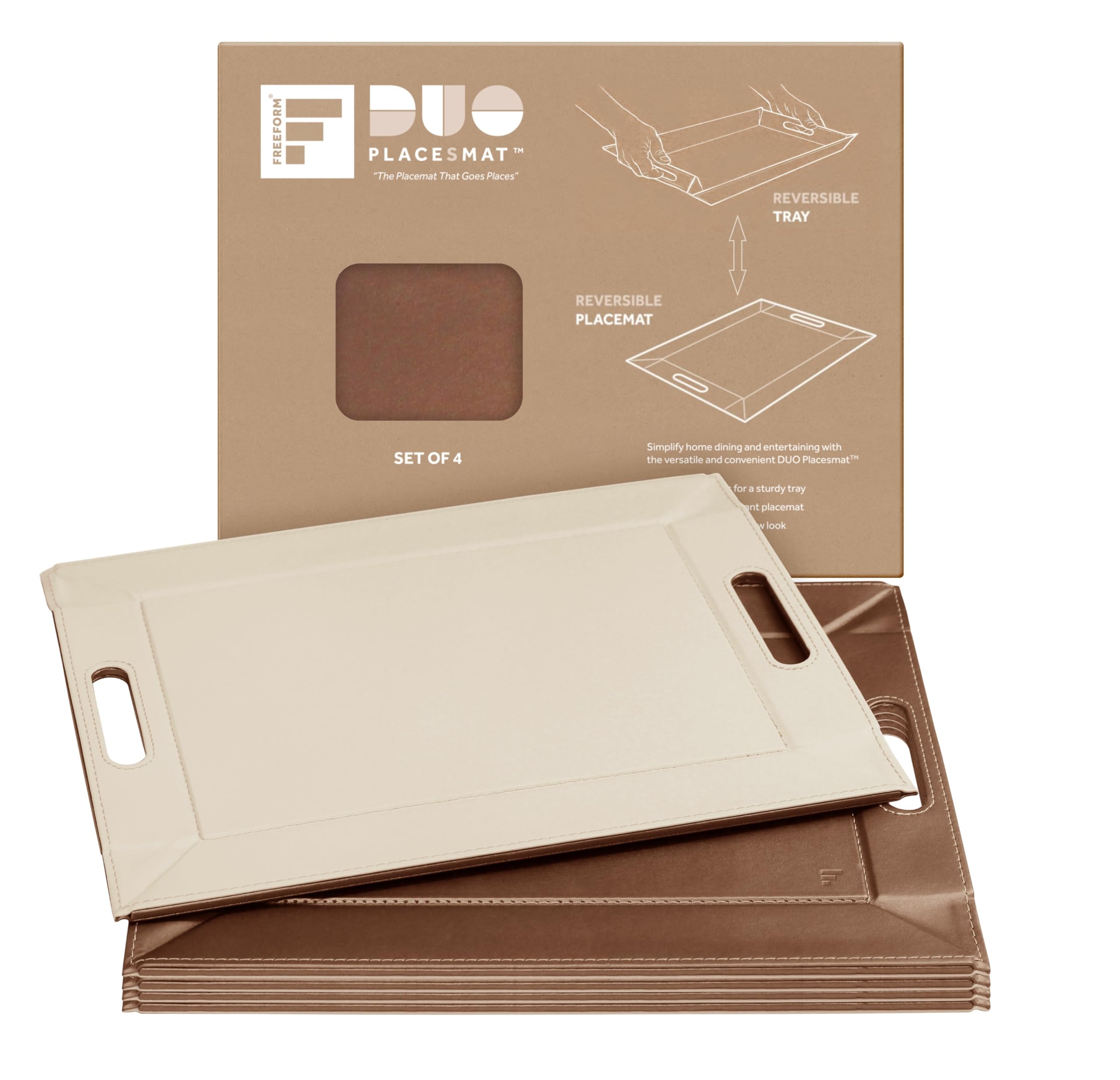 2-in-1 Serving Tray &amp; Placemat | Faux Leather &amp; Reversible