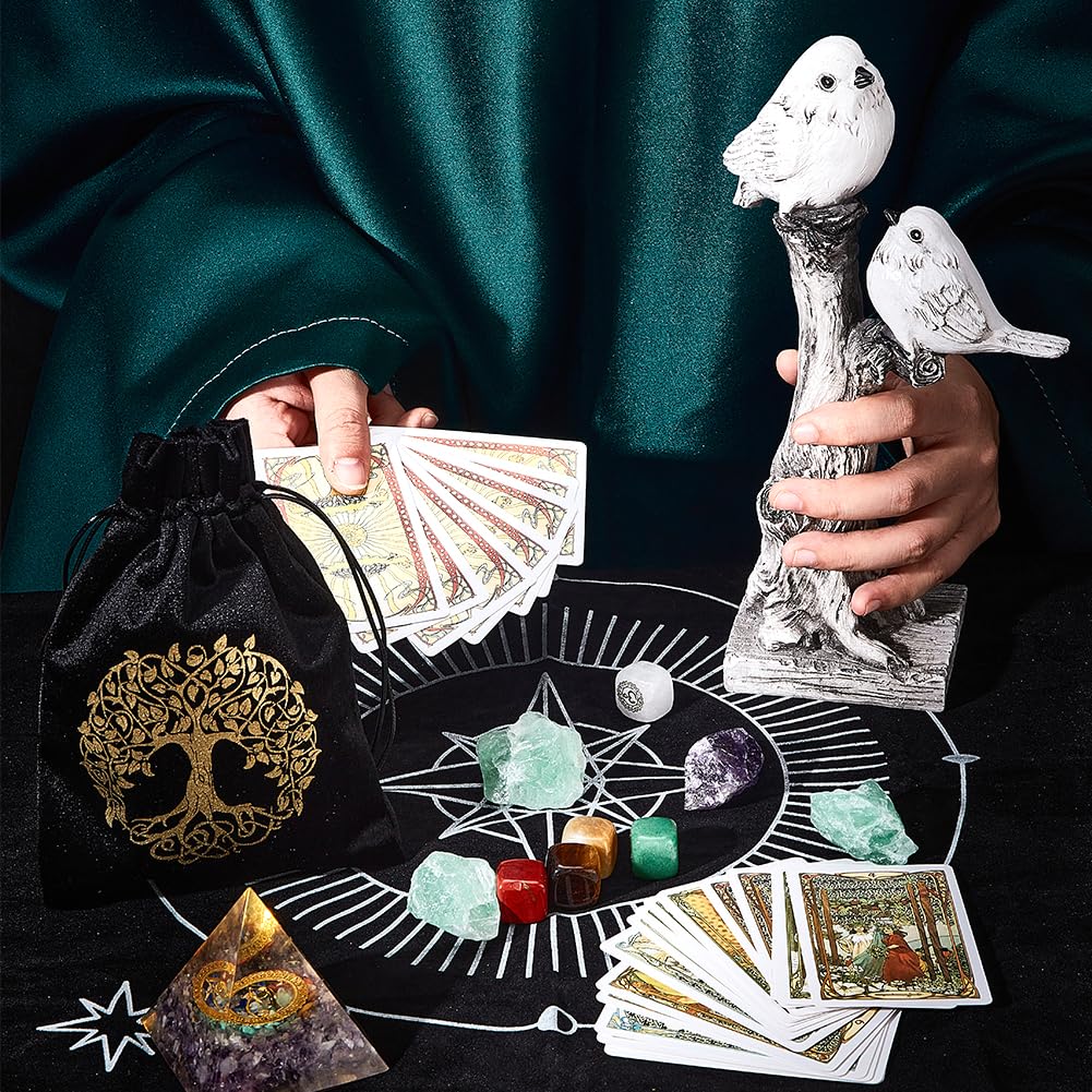 CREATCABIN Constellation Altar Cloth Moon Tarot Cloth Pentacle Spiritual Tapestry Sacred Astrology with Tree of Life Tarot Card Bag for Divination Witchcraft Pagan Gift Tarot Lover 19.48x19.48 Inch - Image 3