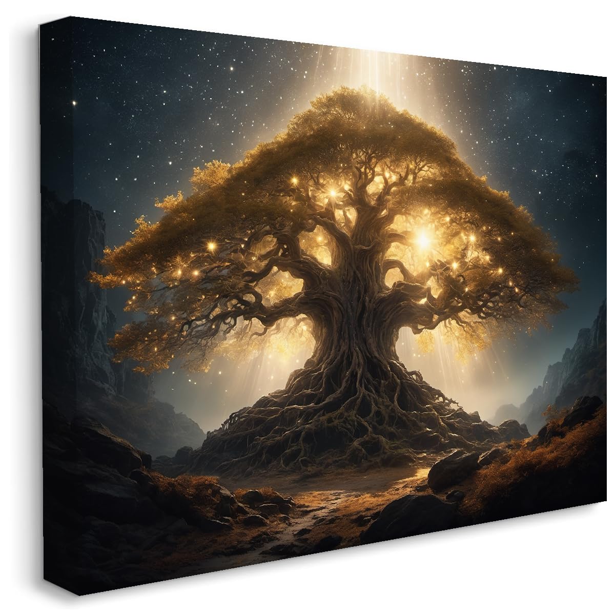 HJYTTX Framed Tree of Life Wall Art Canvas Prints Colorful Landscape ...