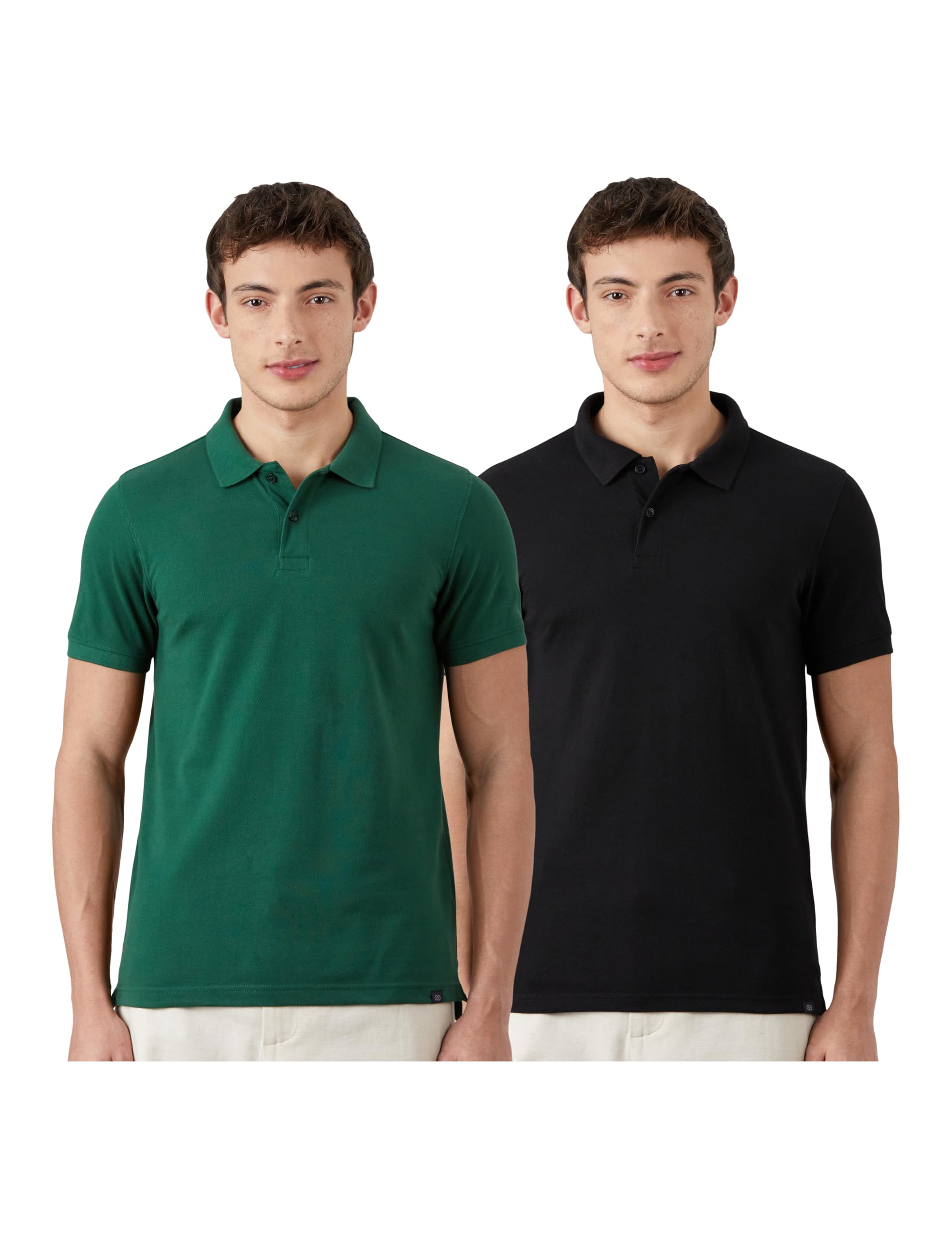 Amazon Brand - Symbol Men's Cotton Rich Solid Polo Tshirt | Collar Tshirts | Half Sleeves | Plain-Regular Fit (Available in Plus Size and Combo Pack of 2)