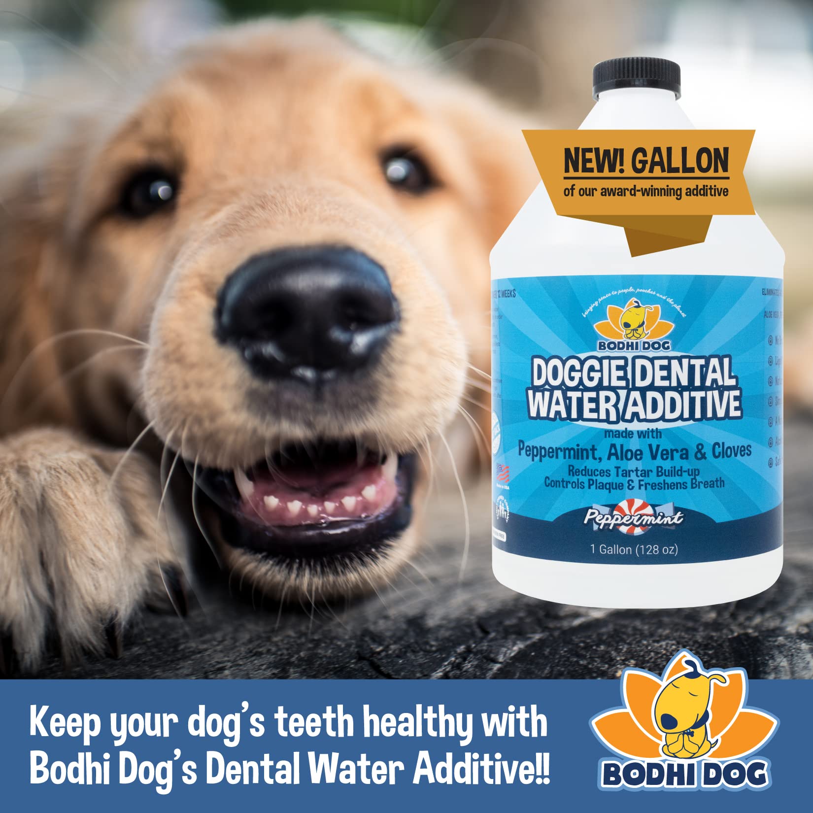 Bodhi Dog Peppermint Dental Water Additive for Dogs & Puppies - Freshens Breath, Reduces Tartar, Promotes Healthy Gums - Oral Care for Teeth & Breath - Supports Clean Mouth - Made in USA (128 Fl Oz) - image 6