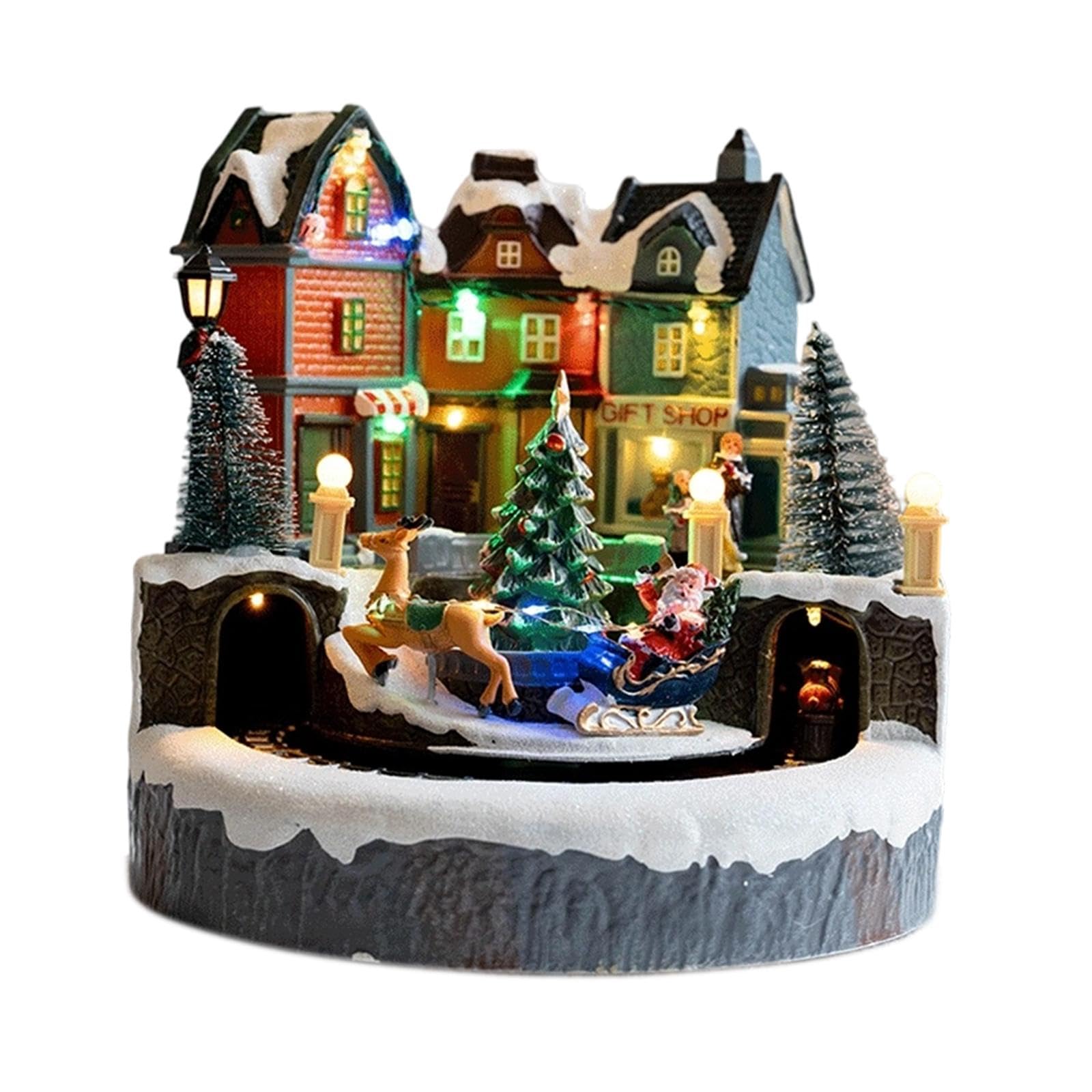 Qianly Decoración navideña iluminada para casa, decoración navideña, Mesa artística, Adorno Festivo de Castillo de Nieve LED, navideña para repisa de, Style B