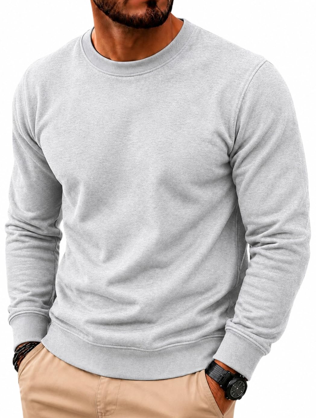 Men's Cotton Rich Round Neck Full Sleeve Sweatshirt | Regular Fit | Soft & Comfortable | Solid Casual Winter Sweatshirt-image-34
