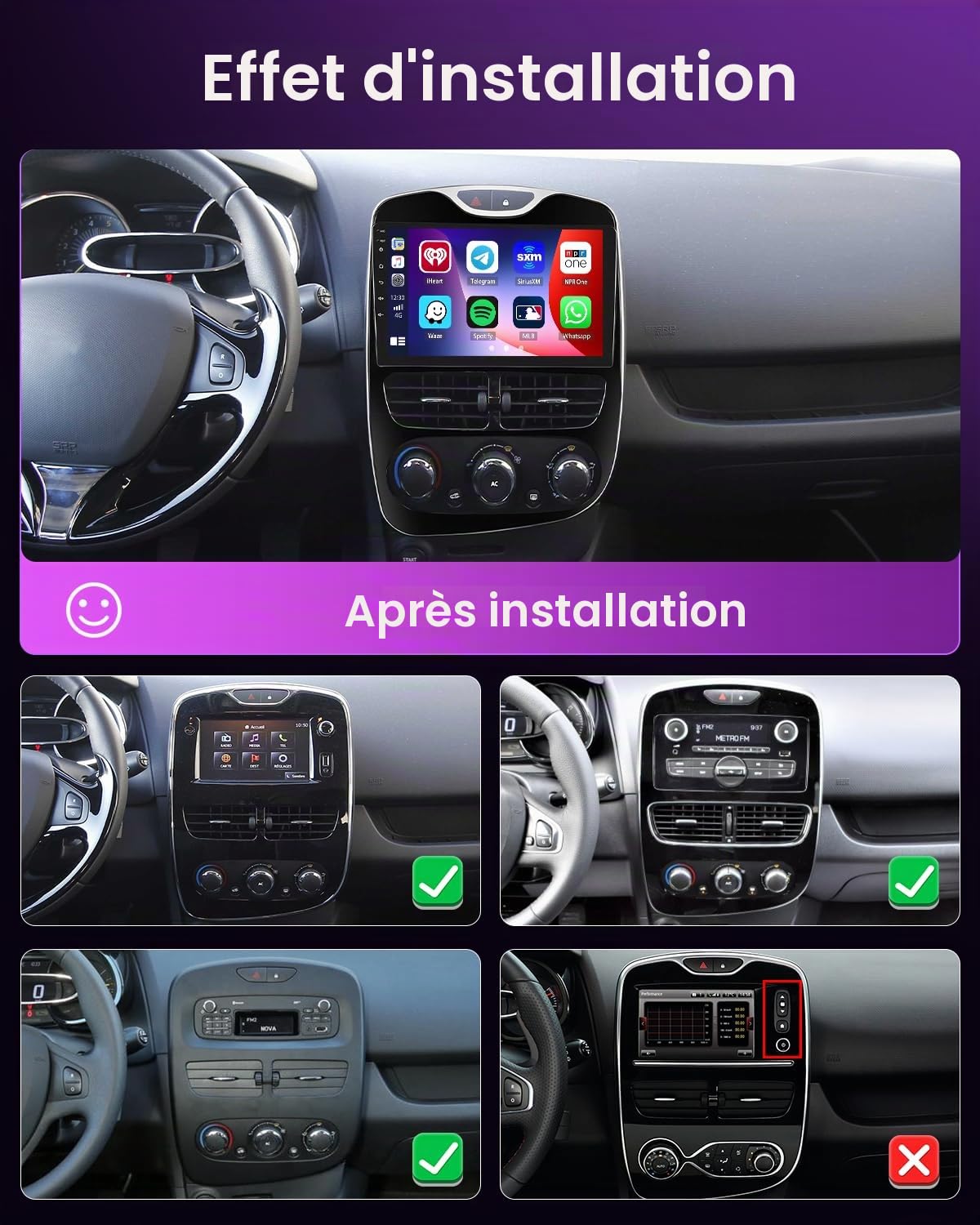 Inefala 4+64G 10'' Android 15 Radio pour Renault Clio 4 2012-2018
