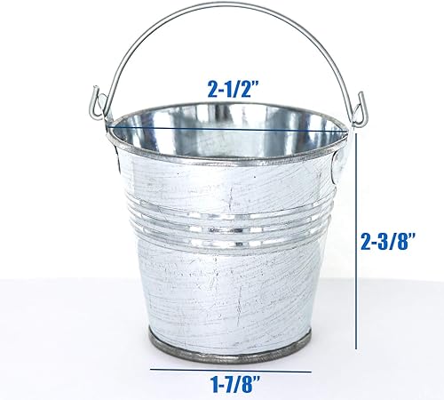 Miniatura 6 de GIFTEXPRESS Paquete de 96 mini cubos de metal con asas, pequeños cubos de lata galvanizados para recuerdos de fiesta, suculentas, bodas