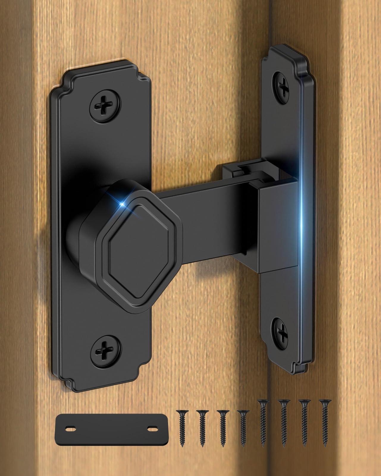 MeBantoo 90 Degree Barn Door Latch with Thickened Spacer for Barn, Cabinet