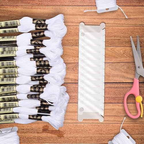 Miniatura 4 de 25 madejas de hilo de punto de cruz de algodón blanco para pulseras de amistad, cuerda y proyecto de bordado de bricolaje