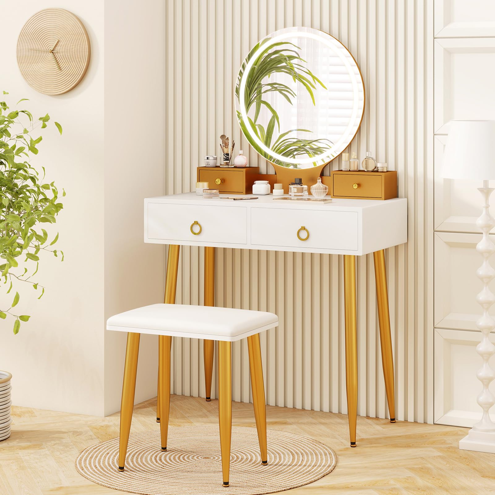 CHARMAID White & Gold Vanity