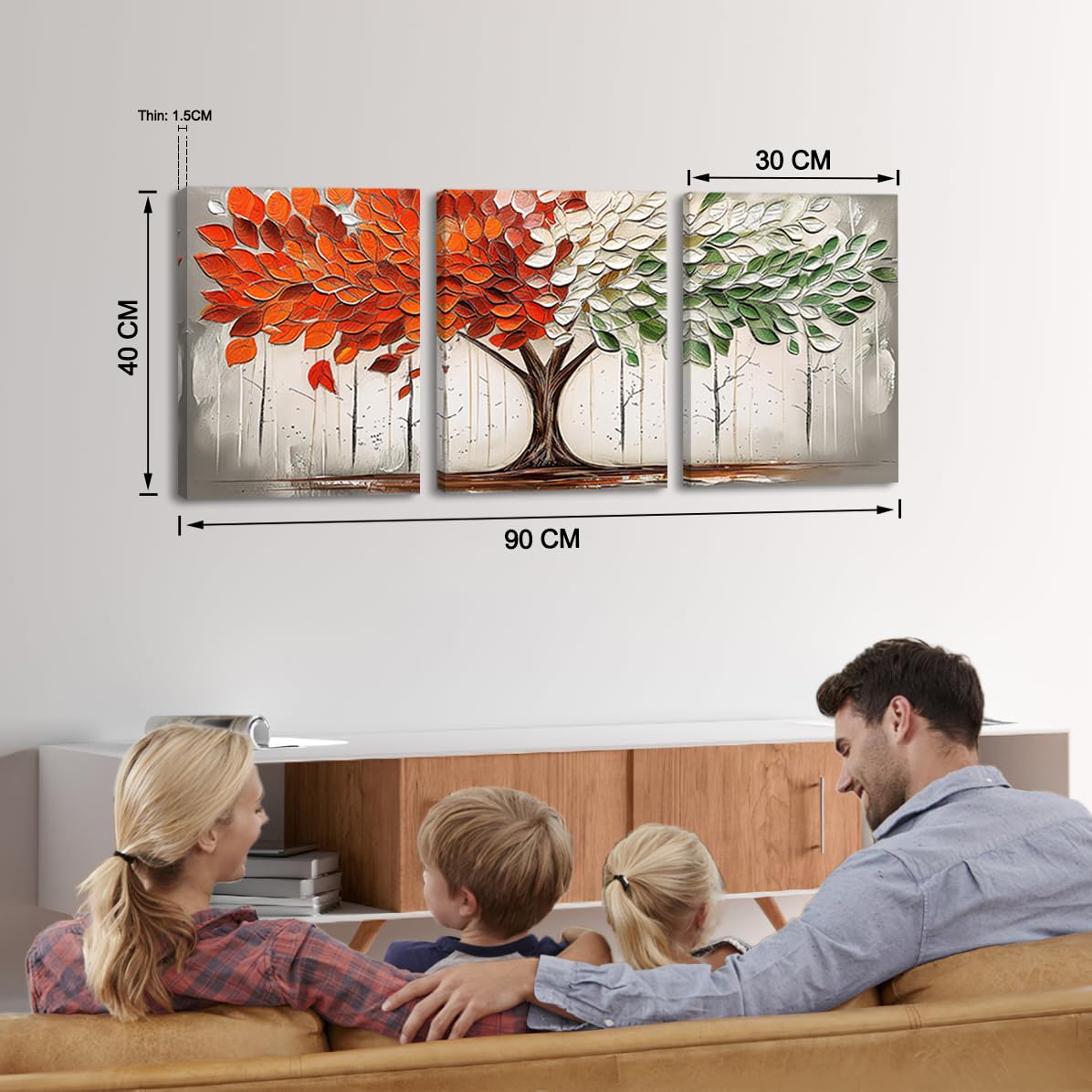 Piy Painting Peintures Sur Toile Colorées, Rouge Blanc Vert Feuilles, Arbre Peinture à l'Huile Imprimée Sur Toile, Graffiti Muraux En Canvas Pour Appartement, Salon, Maison Deco, 3x 40x30 cm, Encadré Piy Painting Peintures Sur Toile Colorées, Rouge Blanc Vert Feuilles, Arbre Peinture à l'Huile Imprimée Sur Toile, Graffiti Muraux En Canvas Pour Appartement, Salon, Maison Deco, 3x 40x30 cm, Encadré
