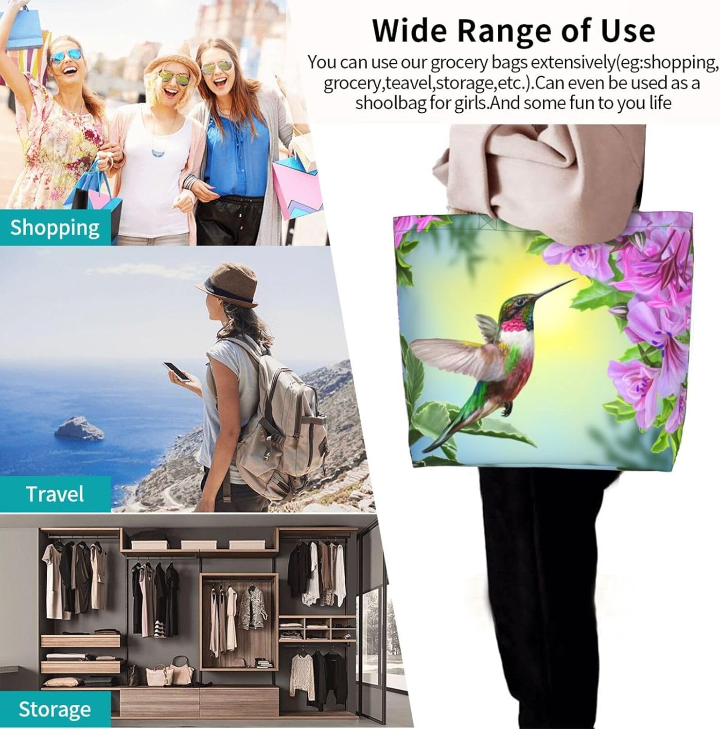 Thanksgiving Turkey Tote Bag Casual Portable Shoulder Bags Reusable Handbag For Women Travel Shopping - Image 8