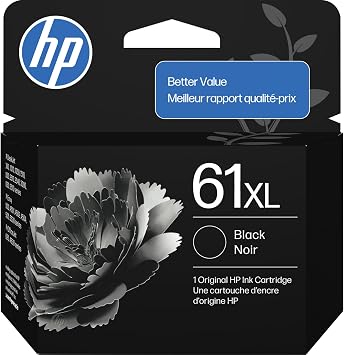 HP 61XL Black High-Yield Ink | Works with DeskJet 1000, 1010, 1050, 1510, 2050, 2510, 2540, 3000, 3050, 3510; Envy 4500, 5530; OfficeJet 2620, 4630 | C0PA4AN CH563WN|Packaging May Vary