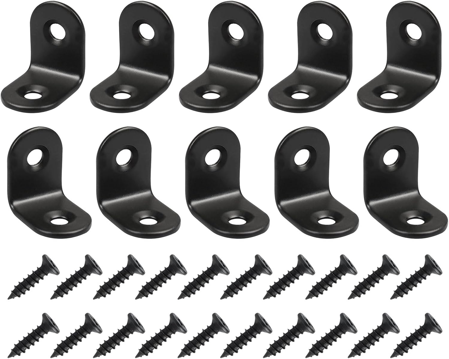 DTGN 0.79"x0.79"(LxW) L Bracket Corner Braces -24Pack- Good for Mending Wooden Furniture - Stainless Steel Right Angle Brackets W/Screws - Black
