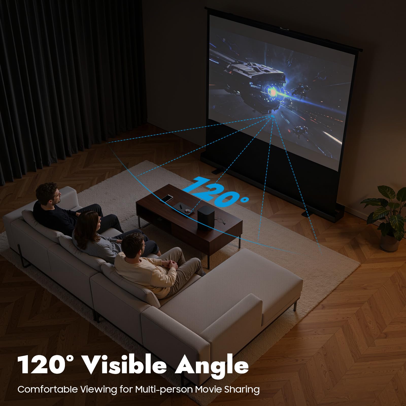 Schermo per proiettore con treppiede, 203 cm, estensibile, portatile, 4:3, con gambe di supporto a forma di X e sistema di molle a gas, per esterni, campeggio, home theatre