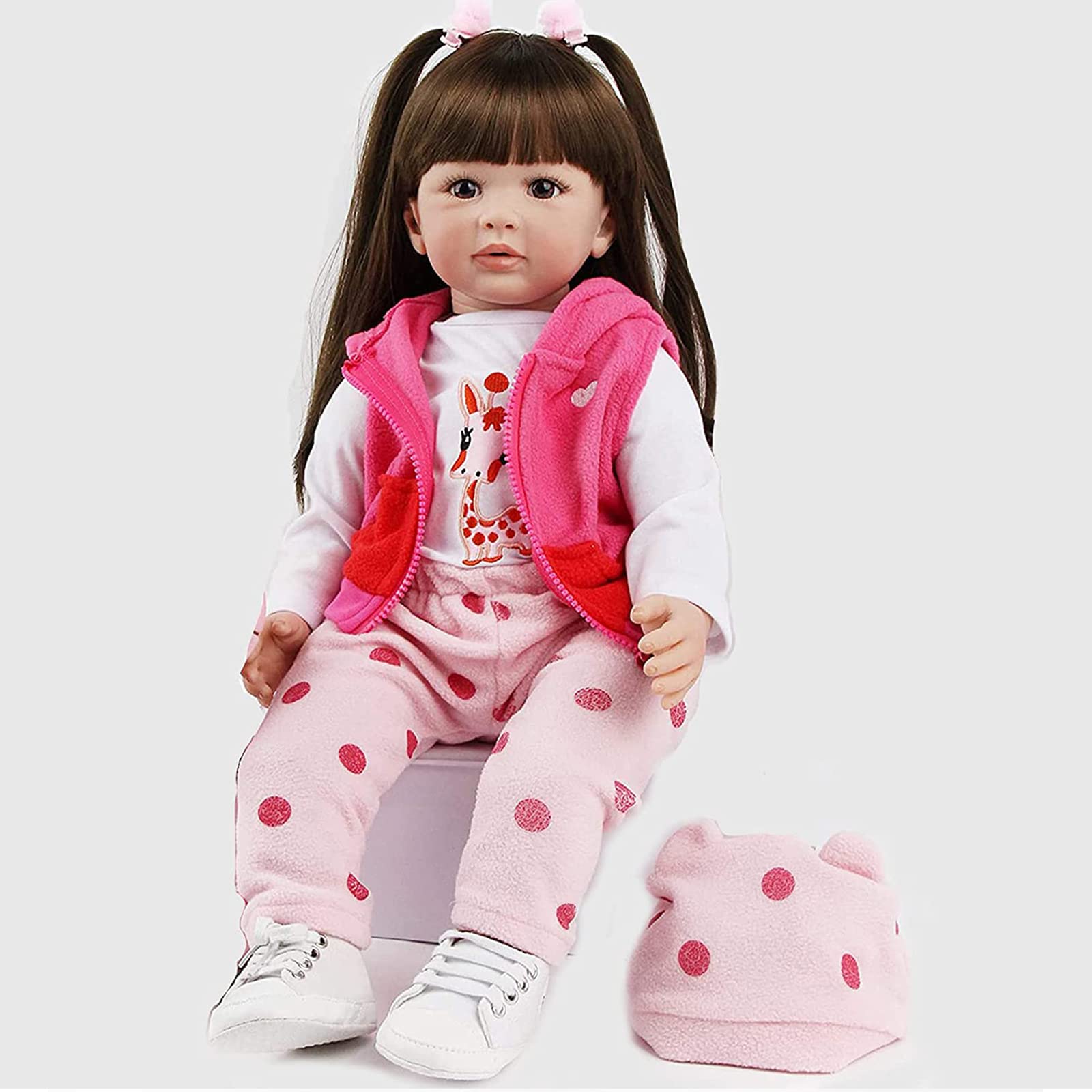 ZIYIUI Bambola Reborn Femmina 60 Cm 24 Pollici Silicone Morbido Vinile Realistico Neonate Bambole Reborn Reborn Doll Simulazione Bello Ragazza Regalo di Natale Giocattolo