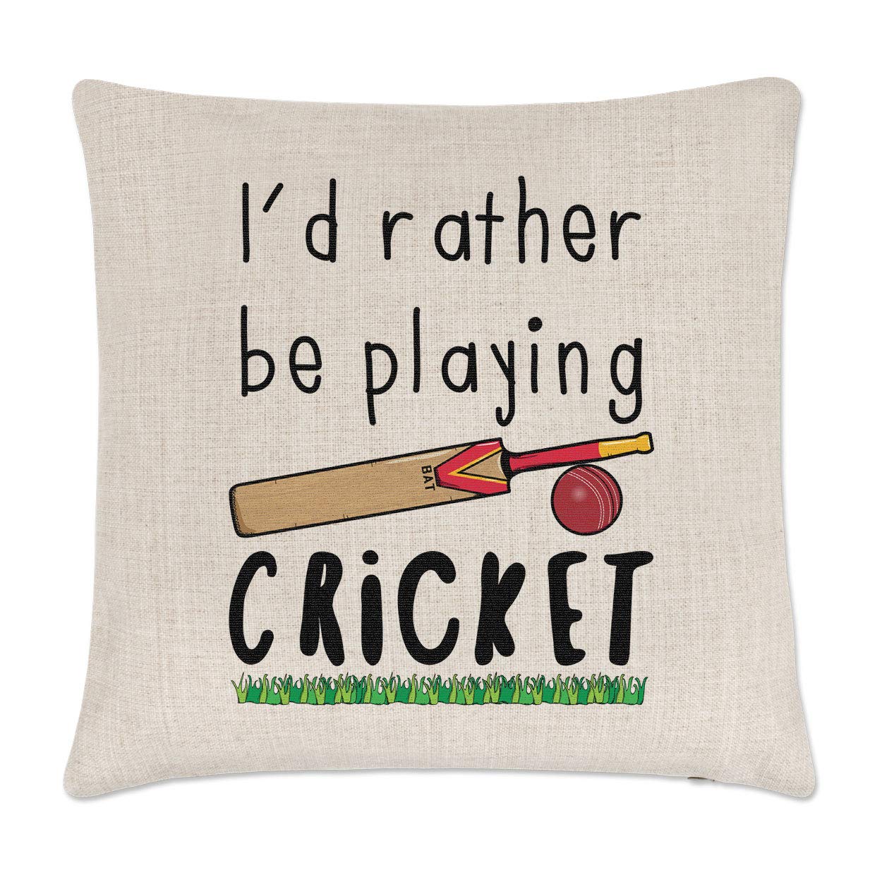 Gift Base I'd Rather Be Playing Cricket Linen Cushion Cover