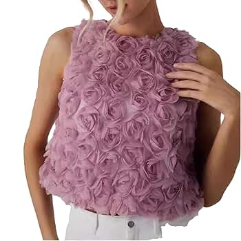 3D Rose Embroidered Sleeveless Top, Women's Stylish Loose