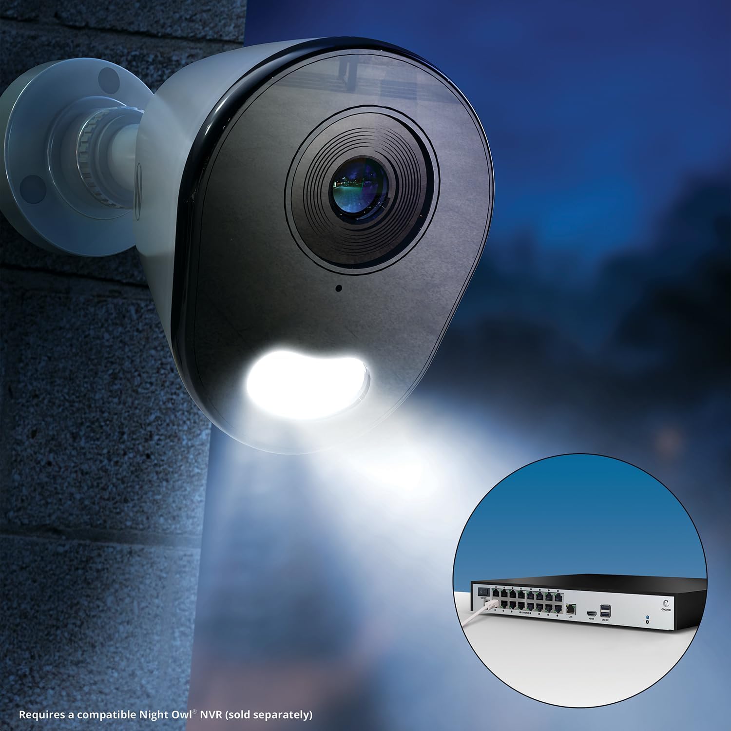 Night Owl Wired IP 4MP Deterrence Camera with 2-Way Audio - White