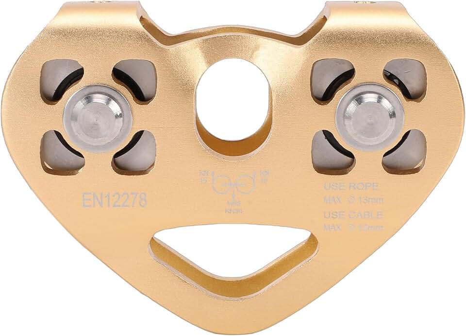 Asixxsix Polia para tirolesa, polia dupla de aço inoxidável de 30KN com rolamentos duplos, para resgate com cabo de aço, escalada, içamento, montanhismo e outras atividades.