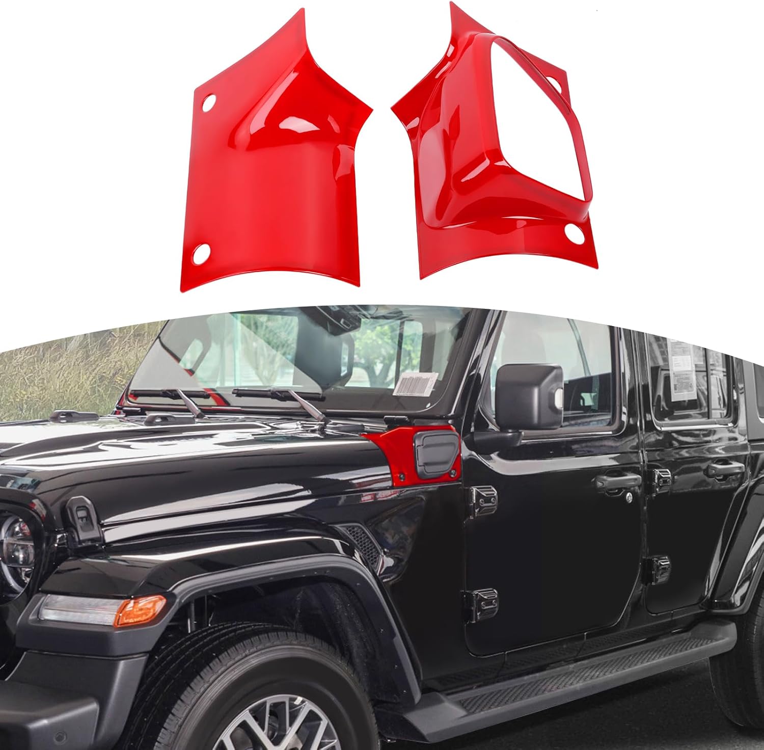 for Wrangler 4xe Pink Hood Cowl Body Armor Corner Guards Fit for Jeep Wrangler 4xe 2021-Present ABS Exterior Accessories 2pcs