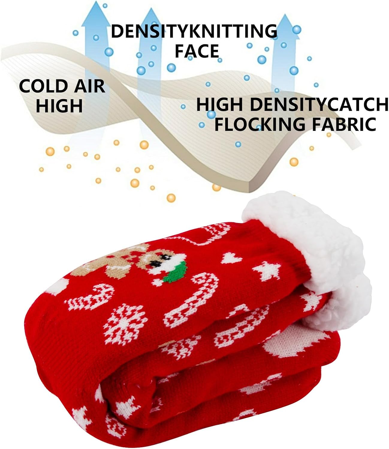 Cozy Christmas Slipper Socks for Women, Red Fuzzy Non-Slip Winter Socks with Xmas Gingerbread Design, Plush Lined Holiday Grip Footwear,Cute Christmas Socks - Image 4