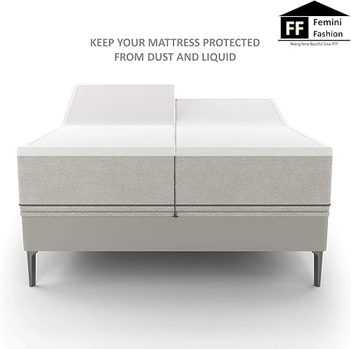 Miniatura 2 de Protector de colchón Split Queen para camas ajustables o divididas, 100% algodón de rizo impermeable, protector de colchón dividido  El estilo de la