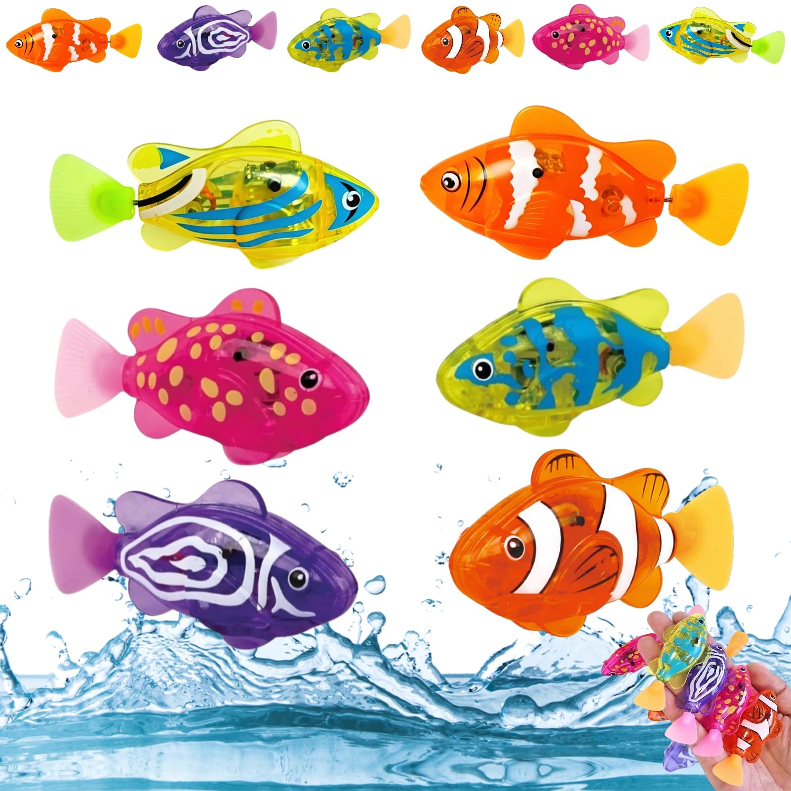 Light Up Swimming Fish Bath Toys, Sensors Activated Magic Swimming Fish Bath Toy with Light Up Function, Interactive Water Play Toy for Kids, Perfect for Bathtub Pool (6pcs)