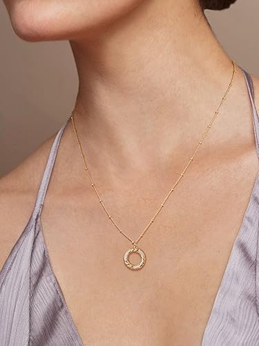 Miniatura 2 de LOYATA Collar con colgante de luna, chapado en oro de 14 quilates, con diseño de media luna, luna llena y círculo abierto para mujer