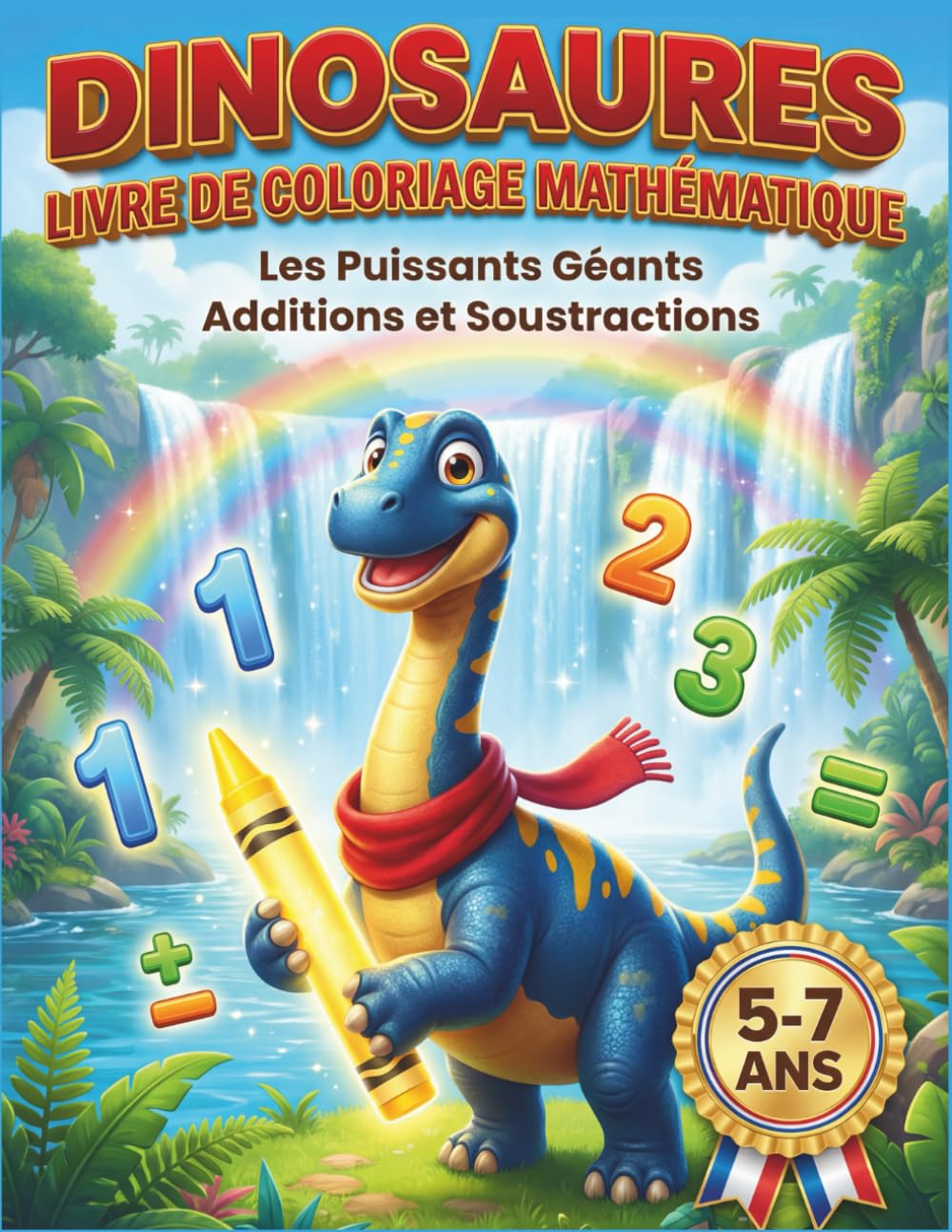 Dinosaures Livre de Coloriage Mathématique: Les Puissants Géants : Additions et Soustractions – Coloriage Magique pour Enfants de 5 à 7 ans
