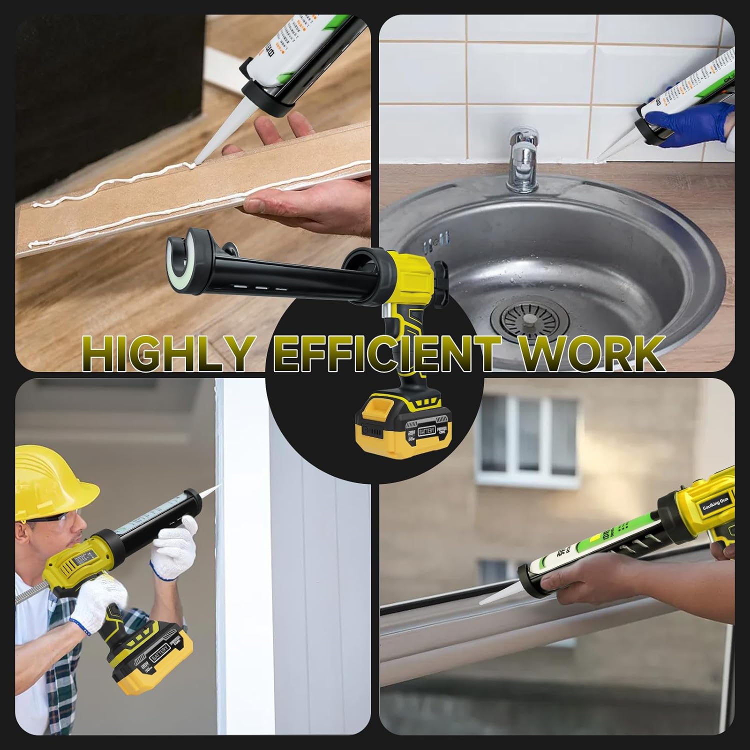 Cordless Caulking Gun for Dewalt 20V Battery Caulking Tool with for Dewalt 3.0A battery and charger,Electric Caulking Gun with 4-speed,10oz/300ml Non-Drip Glass Glue Gun for Filling and Sealing