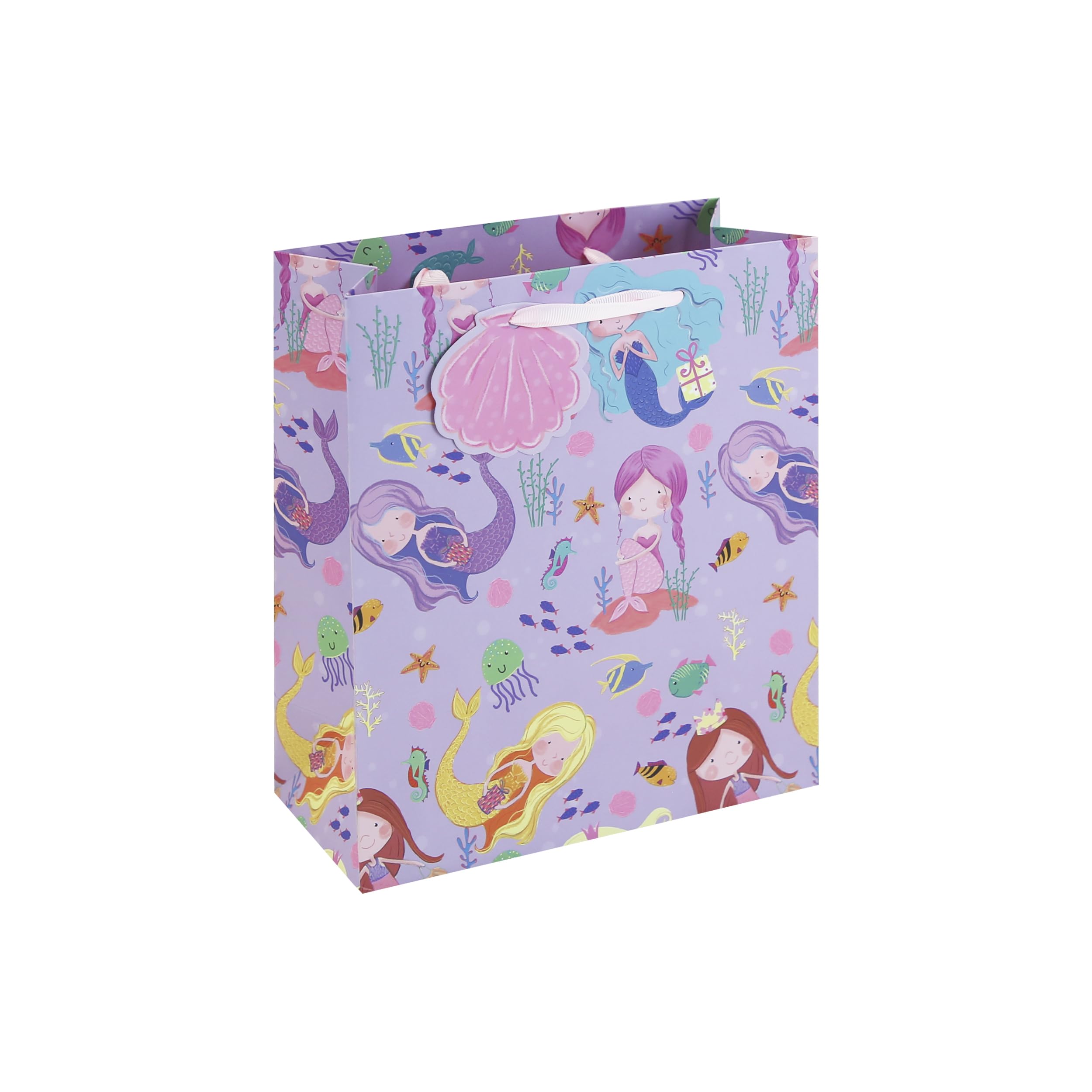 Eurowrap Unicorn Medium Gift Bags Pack of 3 – Pink Present Bags with Rainbow Unicorn, Cloud & Star Design, Holographic Foil Finish & Ribbon Handles – Birthday & Celebration Gift Packaging for Girls