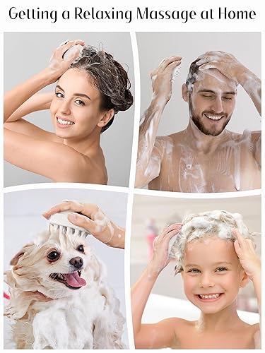 Miniatura 7 de HEETA Masajeador de cuero cabelludo para el crecimiento del cabello, paquete de 2 unidades, cepillo de silicona para exfoliación, eliminación de