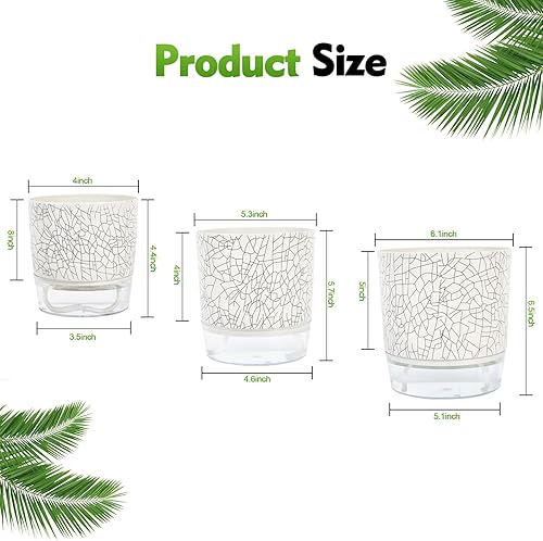 Miniatura 9 de Etvski Maceta de riego automático, 4 unidades, macetas de interior, maceta para plantas de interior, maceta de riego automático, maceta de riego