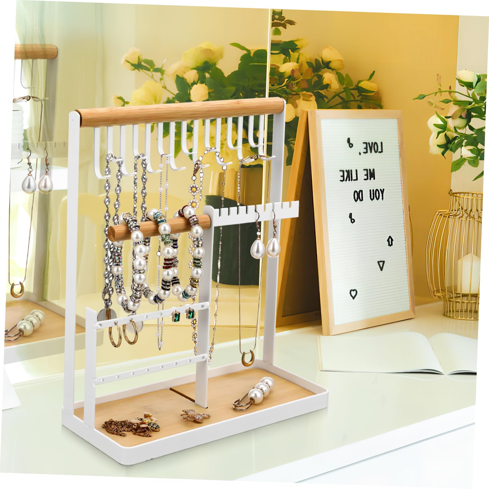 KOMBIUDA Organizador de Joyas de Metal de Altura Variable para Collares