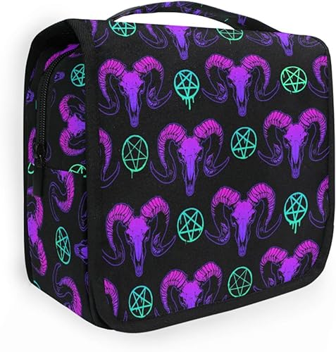 Miniatura 8 de Neceser colgante con diseño de mariposa y calavera, bolsa de viaje para artículos de aseo personal, organizador de artículos de tocador portátil